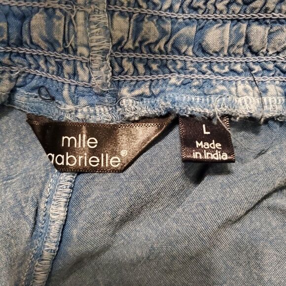 Nwt Mlle Gabrielle blue hand dyed wide leg lounge pants sz lg - Picture 4 of 8